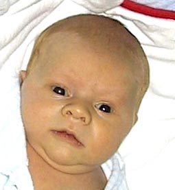 Serious three-week old Samuel