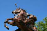 Statue of Paladin outside Paladin Stadium