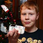 Samuel with his own design EV3 robot