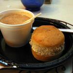 Red Rooster homemade tomato souop and chicken salad sandwich, January 2, 2014