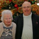 Grandmother and Edward at the Broadmore Assisted Living lobby Christmas tree, December 29, 2013