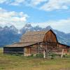 Most photographed barn in USA on Antelope Flats Road in Grand Tetons