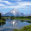 Mt. Moran reflected in Oxbow Bend of Snake River, famous Ansell Adams shot