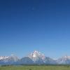 Mid-day moon over Tetons from Jackson Lake Lodge veranda