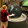 Hydraulic marble globe at Canyon Visitor Center showing locations of supervolcanoes