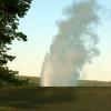 Early evening eruption of Old Faithful