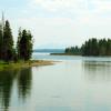 View of Yellowstone River/Lake from Fishing Bridge, where no fishing is allowed