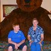 Samuel and Julia relax on the bear seat at the Grizzly and Wolf Discovery Center in West Yellowstone, MT
