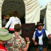 Boarding covered wagons at Bar-T-5