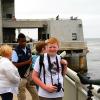 Samuel watching sea otters in Monterey Bay outside the aquarium