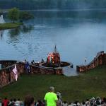 Chief lights bonfire at closing ceremony, July 18, 2014