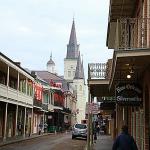 French Quarter street view of St. Louis Cathedral