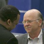 Sun Belt Commissioner Karl Benson with GSU coach Ron Hunter