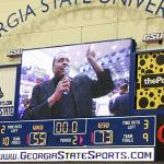 Coach Ron Hunter addresses crowd after victory over WKU