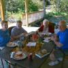 Julia, Samuel, Grandmother Julee, and Uncle Edward enjoying lunch on the dock at Lake Burton, September 14, 2013