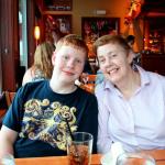 Julia and Sam at Ivar's Mukilteo Landing Seafood Restaurant at the ferry dock in Mukilteo, Washington, July 5, 2014