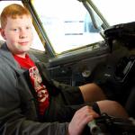 Sam in cockpit at Future of Flight Museum, July 6, 2014