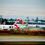Almost completed 787's sit at Mukilteo Boeing Assembly Plant ready for final testing before delivery to international airlines, July 6, 2014