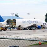 Boeing DreamLifter opens wide for unloading, July 6, 2014