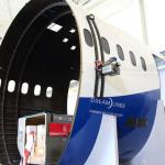 Carbon fiber section of 787 DreamLiner in Future of Flight Museum, July 6, 2014