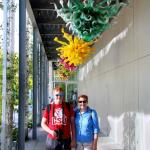 Sam and Julia in Chandelier Hallway of Chihuly Garden & Glass, July 6, 2014