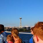 Sam takes in Seattle skyline including Space Needle, July 6, 2014