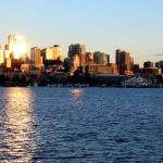 Late afternoon view of downtown Seattle from deck of tour boat, July 6, 2014