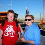 Sam and Julia enjoy sunset view at Ballard Locks, July 6, 2014