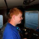 Sam confidently takes the wheel of the Shawnodese, July 10, 2014