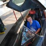 Sam in SR-71 cockpit at Museum of Flight, July 13, 2014